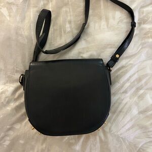 Alexander Wang Black Leather Crossbody Saddle Bag with Gold Hardware
